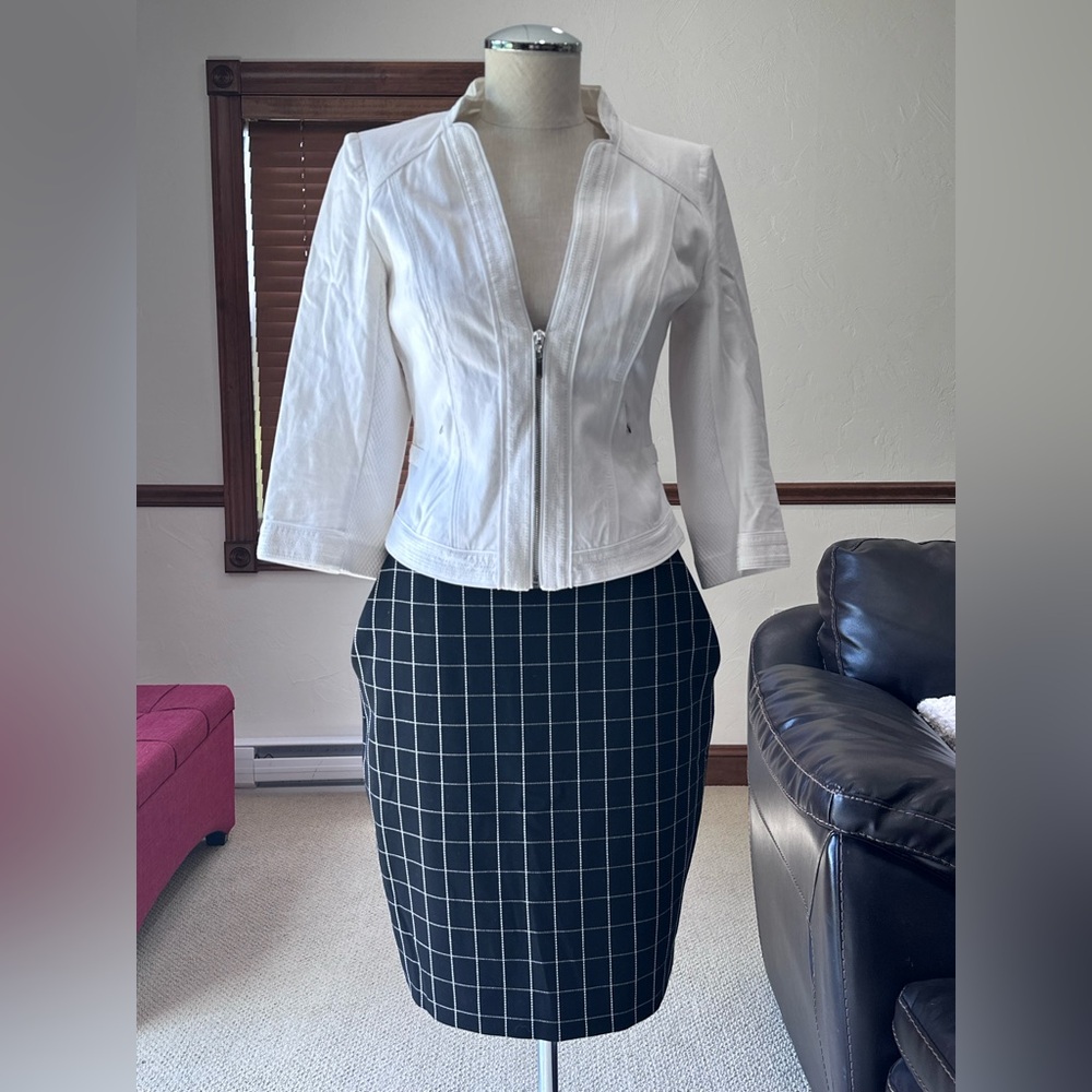 Express Black Skirt with White Grid Pattern